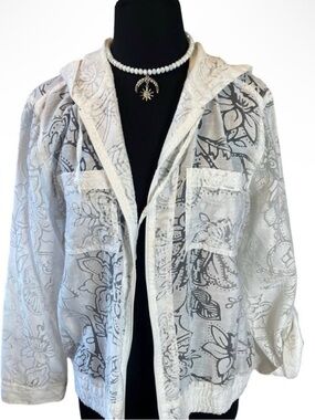 New Chico’s Sheer Embossed Jacket 
Linen